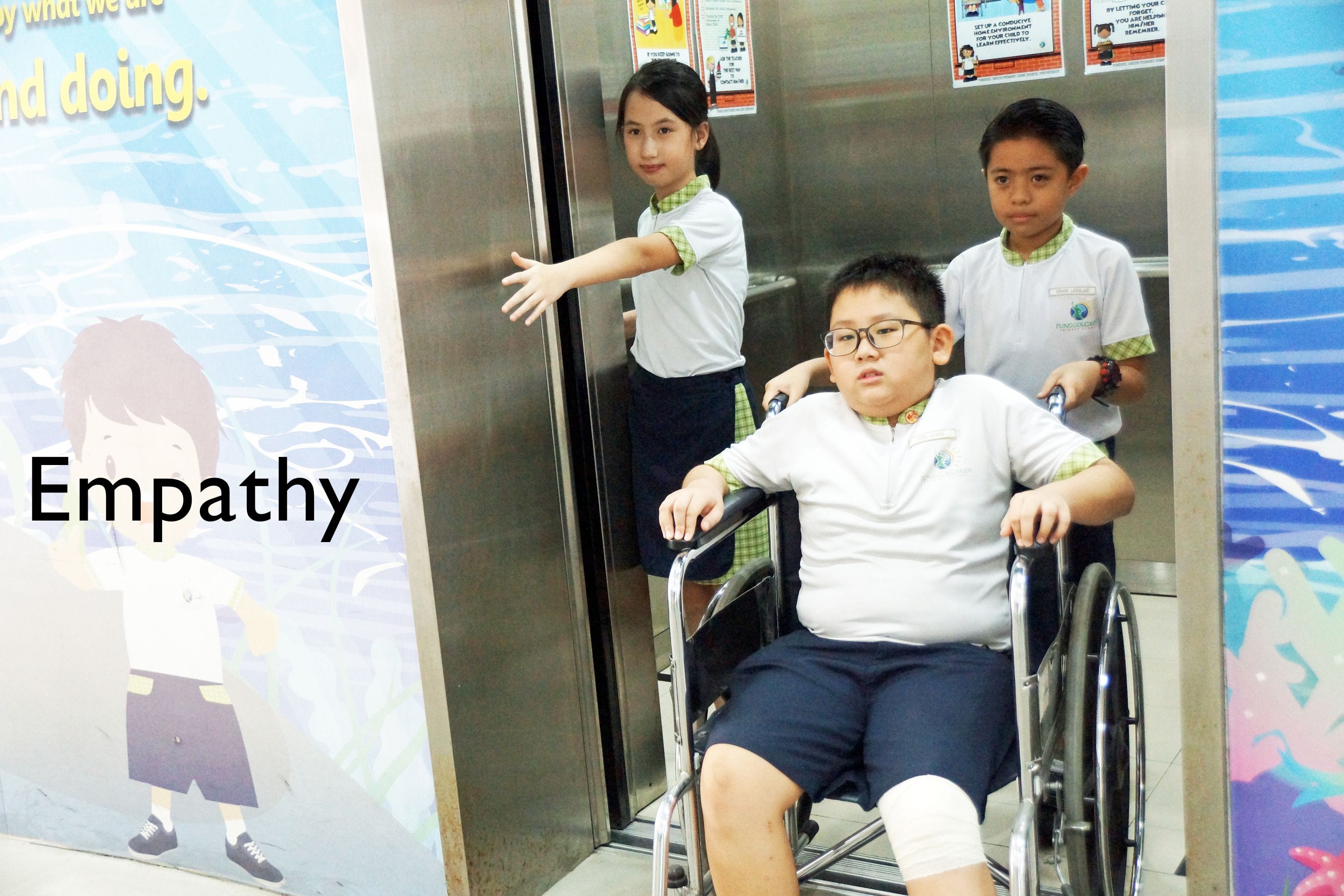 Students demonstrating one of the school core values "empathy"